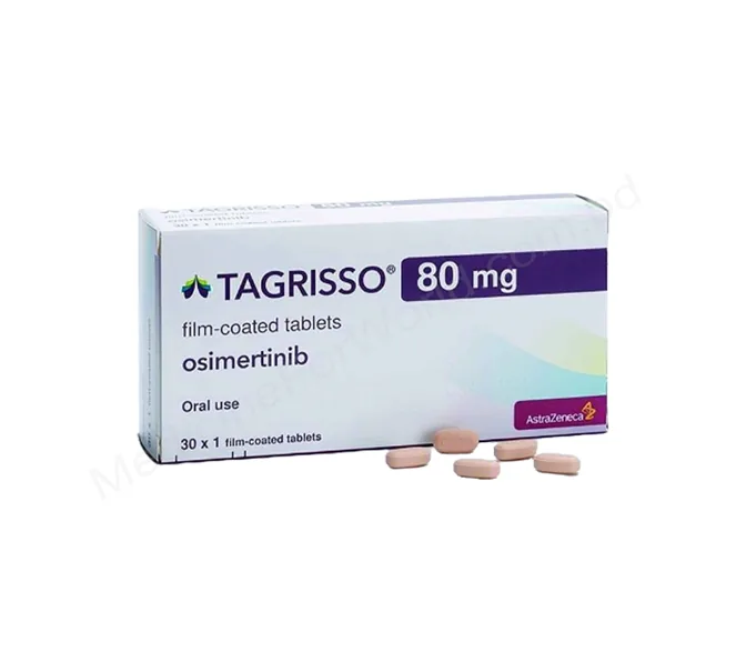 عبوة Tagrisso (80 ملغ)، الشركة المصنّعة كما هي مدرجة: AstraZeneca